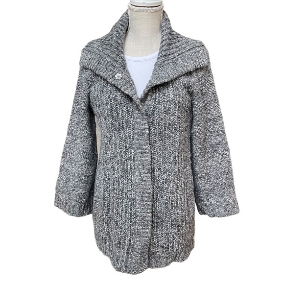Jones New York Wool Blend Chunky Knit Medium Length Cardigan Sweater Size: L - Picture 1 of 11